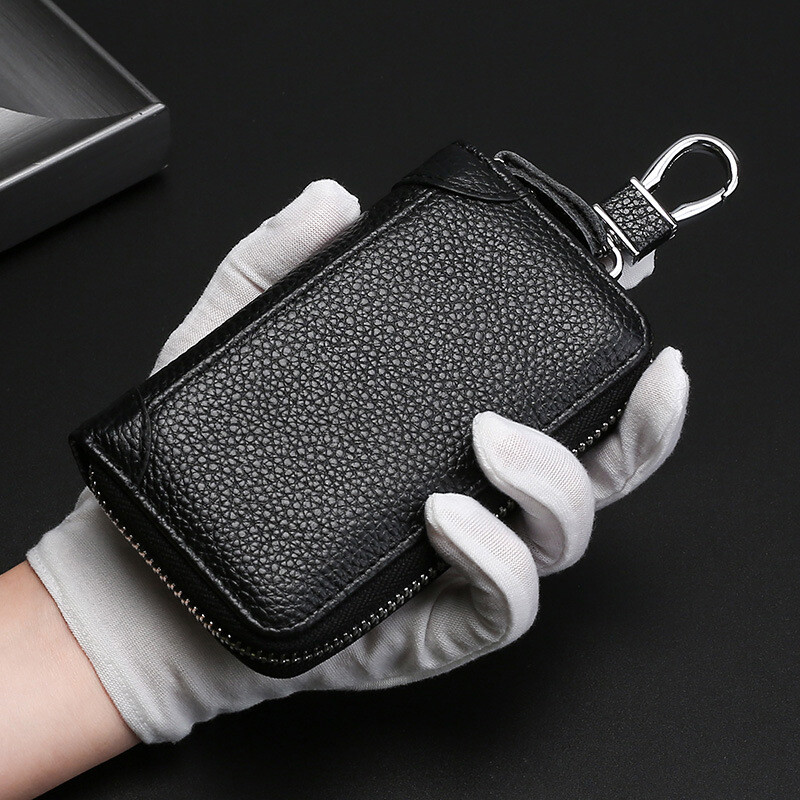 Ví Móc Khóa Da Thật Giá Đỡ Chìa Khóa Xe Đa Năng Dây Kéo Chính Organizer, Hộp Đựng Chìa Khóa Xe Thông Thường Ví Nữ