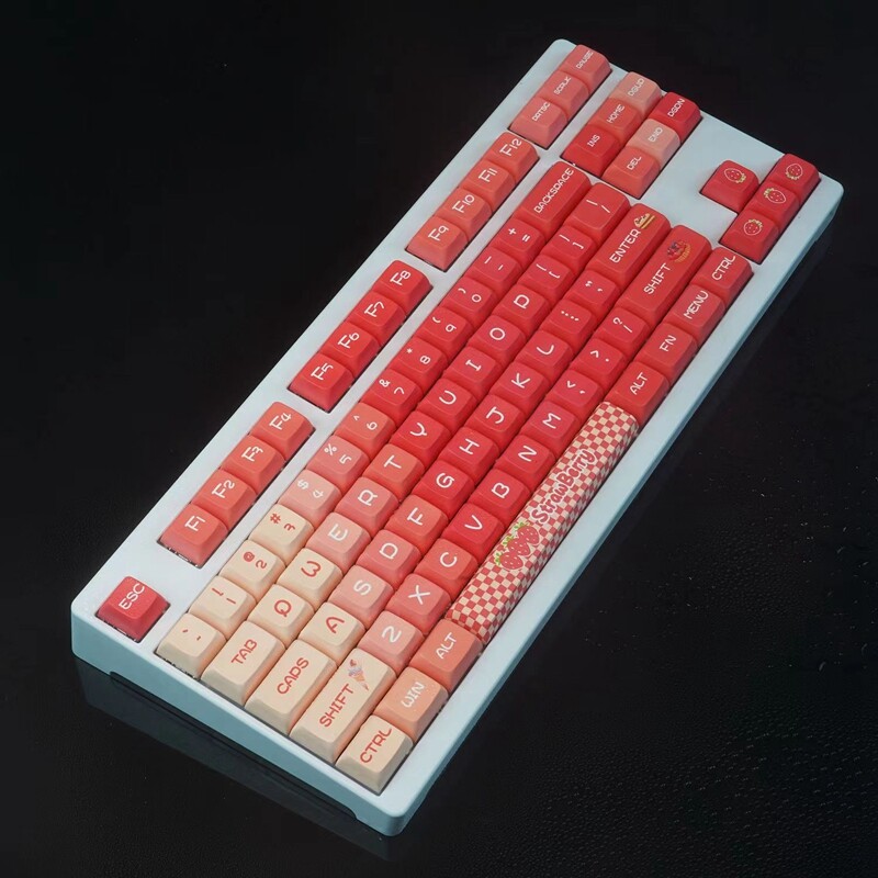 Dâu Tây chủ đề Keycap 130 phím xda hồ sơ PBT thăng hoa cho công tắc Cherry MX KTT TTC hộp jwk chuyển đổi Bàn Phím Cơ RK61/Anne Pro 2/gk61