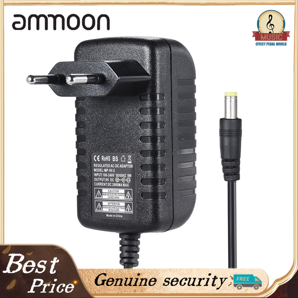 9v 2a power supply adapter converter for guitar bass effect 100~240v input eu plug