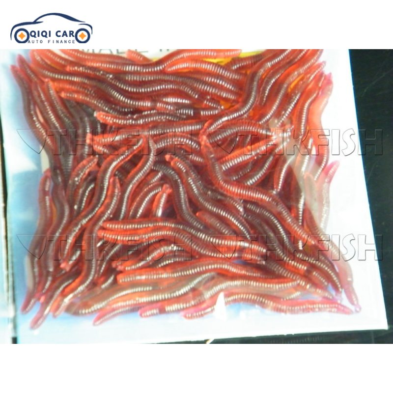 QIQI 80pcs Earthworm Red Worms Soft Fishing Lure Baits