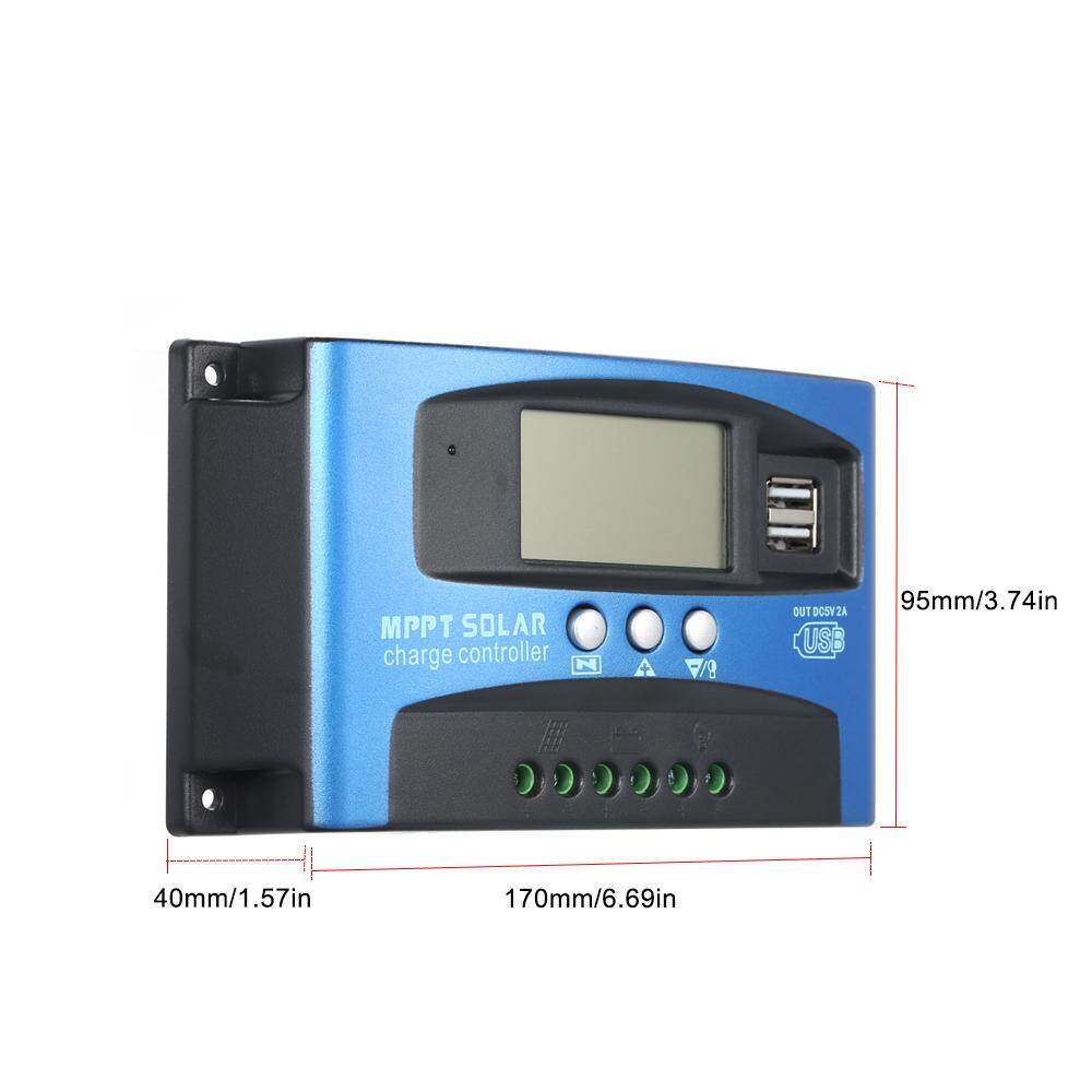 Bộ Điều Khiển Sạc Năng Lượng Mặt Trời 100A MPPT Tấm Pin Năng Lượng Mặt Trời Tự Động Hiển Thị Màn Hình LCD USB Kép Bộ Điều Chỉnh Sạc Fannlady