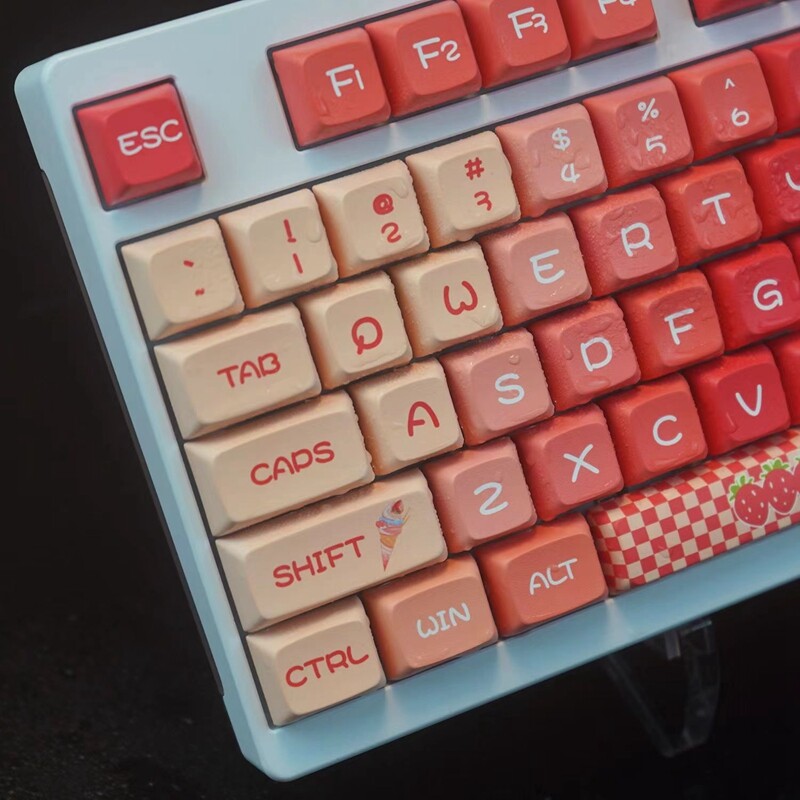 Dâu Tây chủ đề Keycap 130 phím xda hồ sơ PBT thăng hoa cho công tắc Cherry MX KTT TTC hộp jwk chuyển đổi Bàn Phím Cơ RK61/Anne Pro 2/gk61