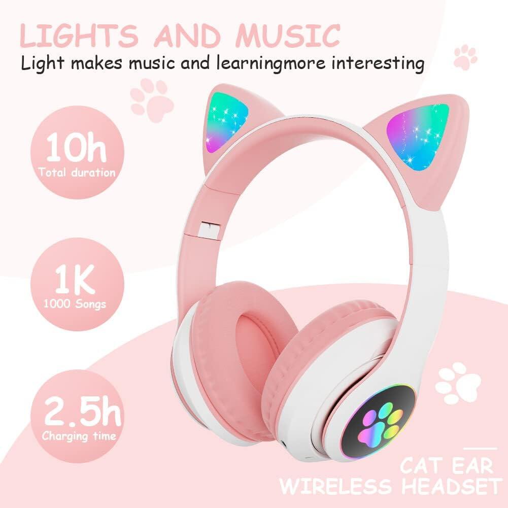 Cat Ear Cute Wireless Bluetooth Headphones Gaming Noise Cancelling