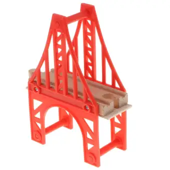 wooden train track bridge