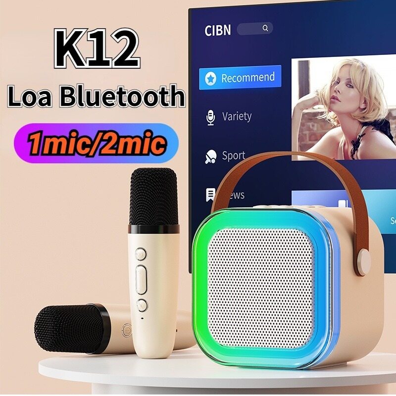 New K12 Bluetooth Speaker Bluetooth Speaker Blutooth Speaker Megaphone Dual Microphone Portable Karaoke Speaker USB TF AUX Portable Bluetooth Speaker