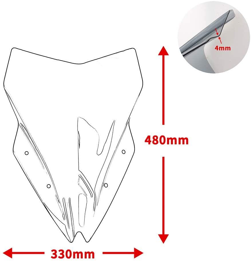 Allotmark Motorcycle Double Bubble Windshield WindScreen Screen Flyscreen Deflector For Kawasaki Ninja 650 EX650 ER6F EX 650 ER-6F 2017 2018 2019