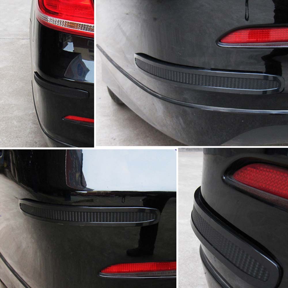 2Pcs Practical Universal Protector Carbon Car Bumper Strip Scratch Guard Anti-rub Front/Rear Corner