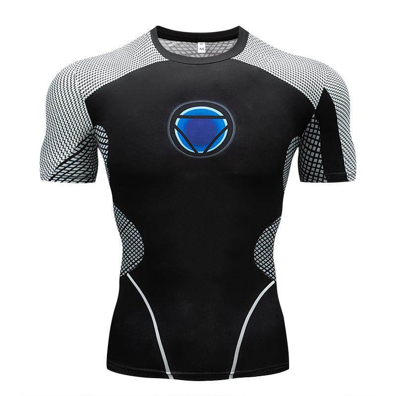 Men Tight T-shirt Compression Tee Shirt Short Sleeve Costume Summer Tops for Sport