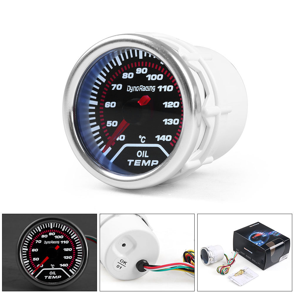 Digital Oil Temp Temperature Meter Gauge with Sensor for Auto Car 52mm 2in LCD 40~150 Celsius Degree Warning Light Silver 
