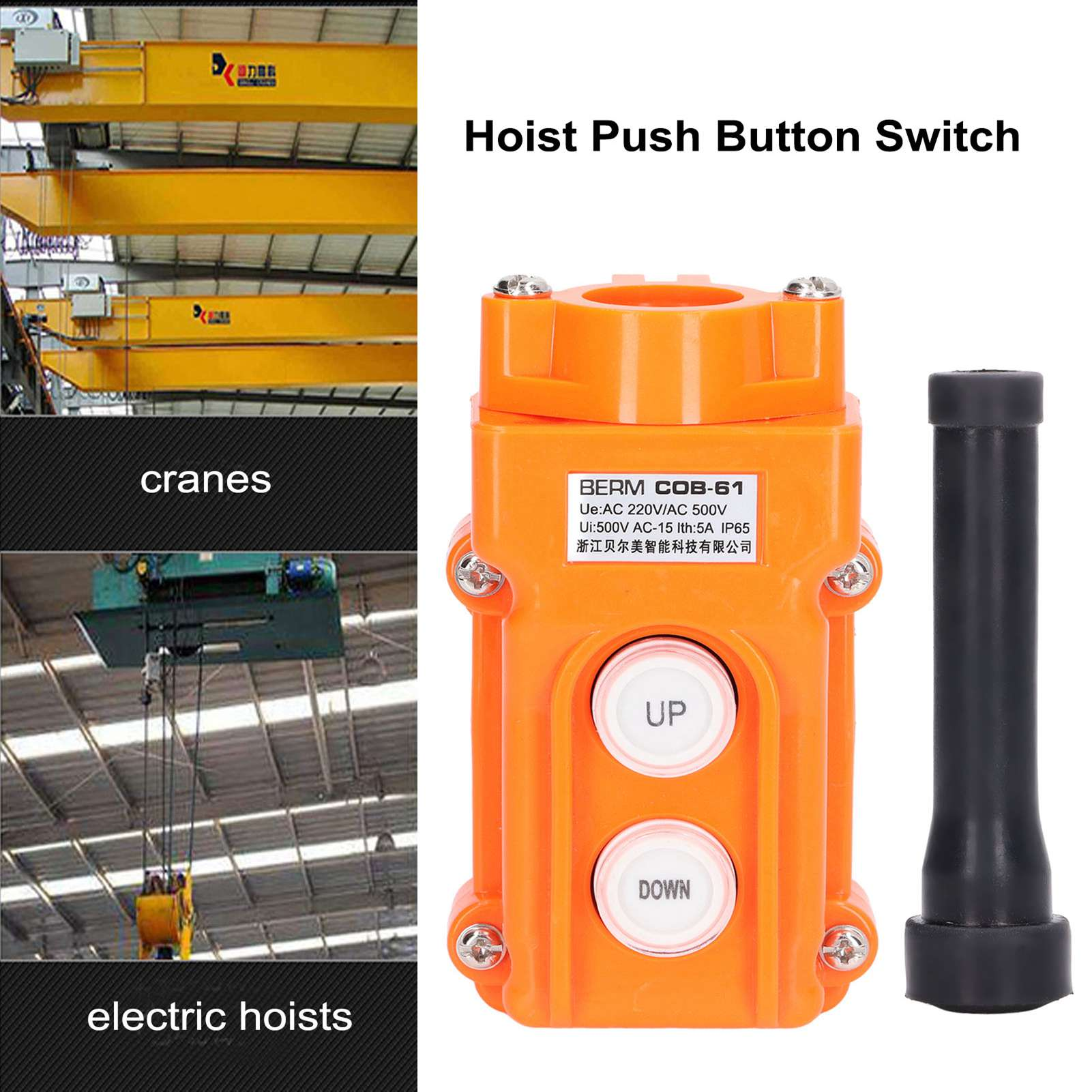 Crane Push Button Switch Plastic Pendant Control Station Up Down Hoist ...