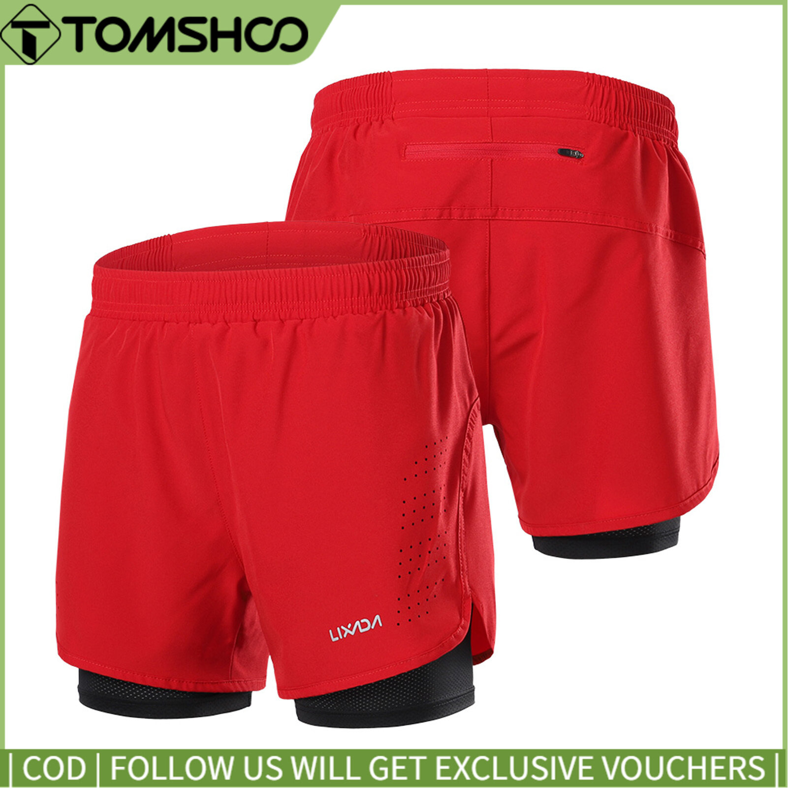 Topp Cycling Men's 2-in-1 Running Shorts Quick Drying Breathable Active Training Exercise Jogging Cycling Shorts with Longer Liner