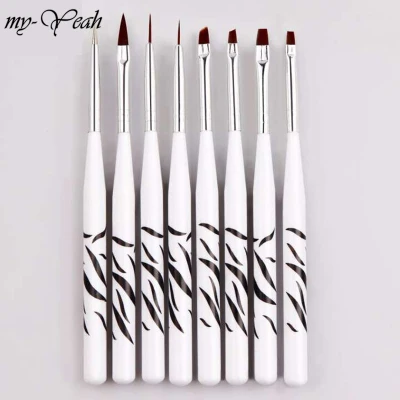 myyeah 8pcs/set Nail Art Acrylic Liquid Powder Brush French Flower Liner Lines Stripes Painting Drawing Dotting Pen Manicure Tool