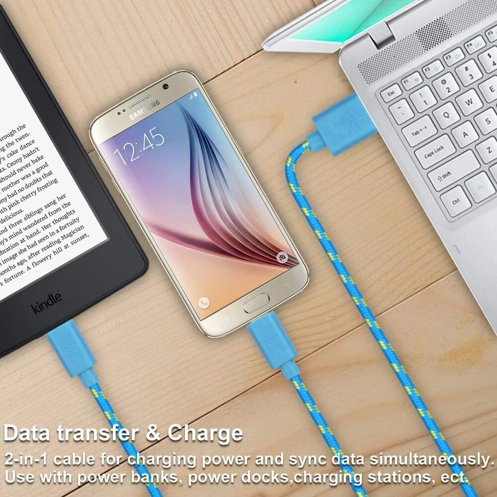 USB HD Cable 1M/3M Data Sync USB Charger Cable For Android Phone Nylon Braided Microusb Cables