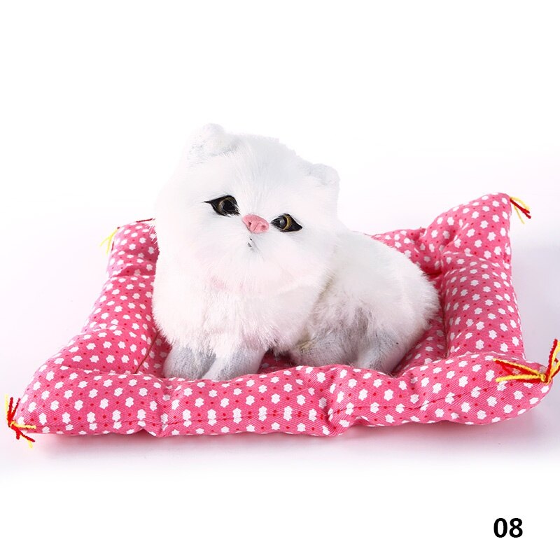 Simulation Animal Doll Plush Sleeping Cats Toy with Sound Kids Gift Stuffed