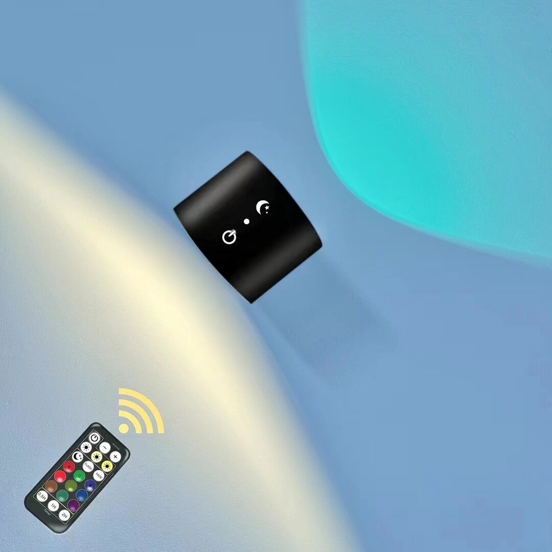 Màu RGB đèn tường đèn ban đêm có thể điều chỉnh mờ điều khiển từ xa có thể sạc qua USB cảm ứng đầu giường Đọc Sách Gắn tường ánh sáng