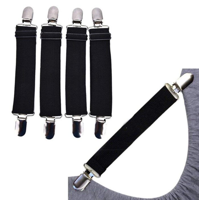 Bed Sheet Clips Grippers Fasteners 3 Way 6 Sides Sheet Suspenders Elastic Sheet Holders Mattress Clips Straps - Adjustable Fitted Sheet Clips Fit Super King Size Beds
