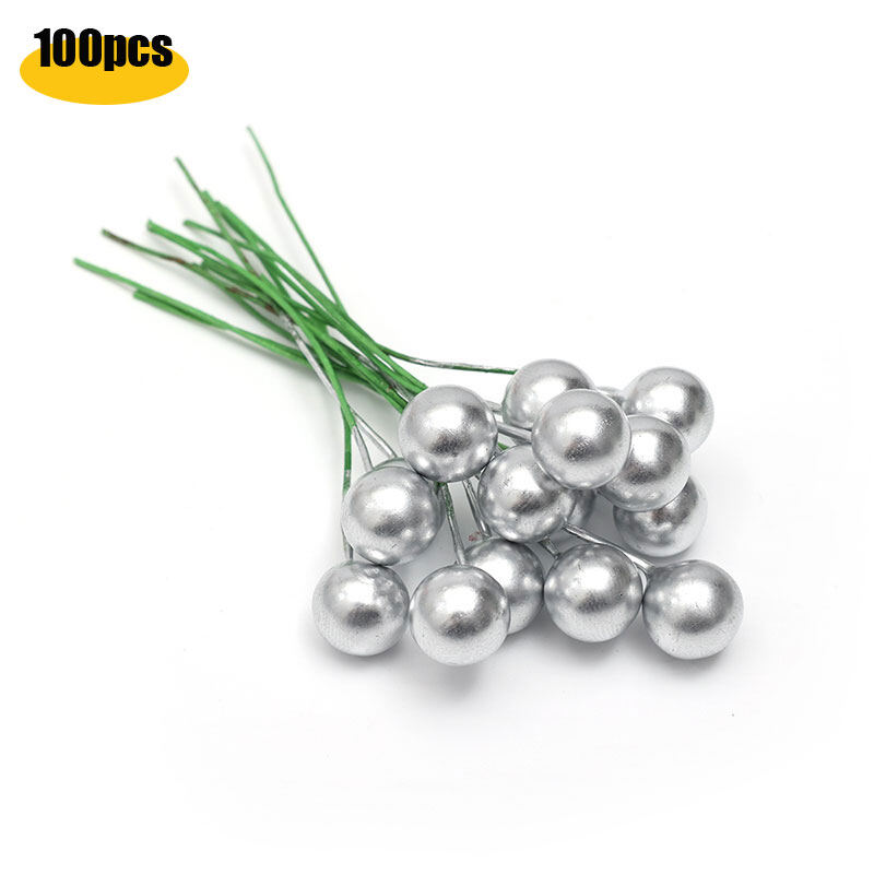 YESPERY 🎄Ready Stock🎄 100pcs Artificial Berry Branches Christmas Simulated Red Berries Xmas Tree Wreath Decor Christmas Party Decoration