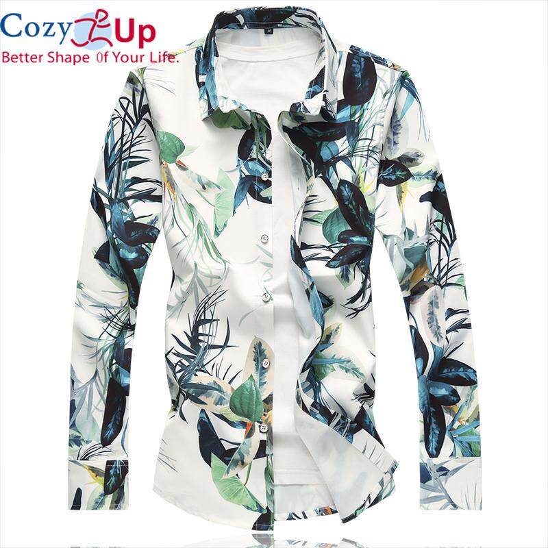Cozy Up Fashion Trend Flower Shirt Men Floral Print Shirts Brand Casual Business Hawaiian Long Sleeve Shirts Spring