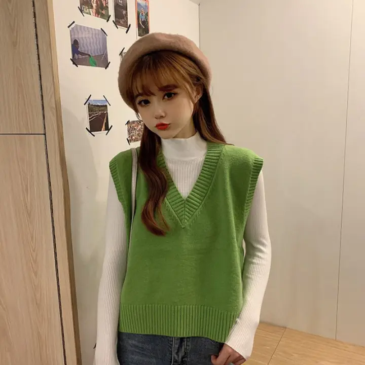 v neck vest knit