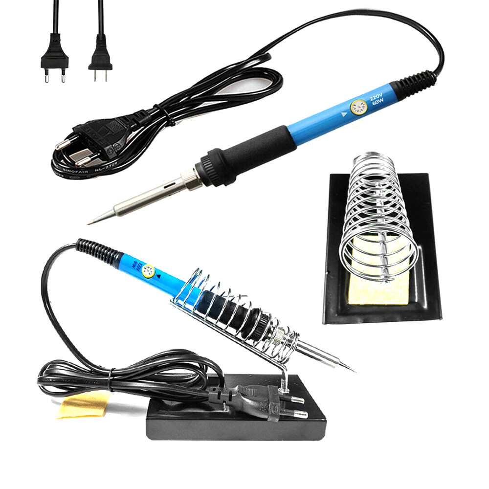 Soldering Iron Kit Electronics 60W Adjustable Temperature Welding Tool 5pcs Soldering Iron Tip /Soldering Iron Stand /Desoldering Pump /Tweezers /Solder Wire /Carry Bag