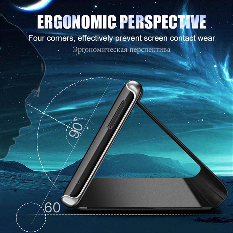 For Huawei Nova3 Nova4 Nova5 Nova5Pro Nova3i Nova5i Nova6 Nova6SE High-end Flip Mirror Bracket Mobile Phone Case for Huawei Nova7 Nova7SE Nova7Pro Leather Business Men Back Cover