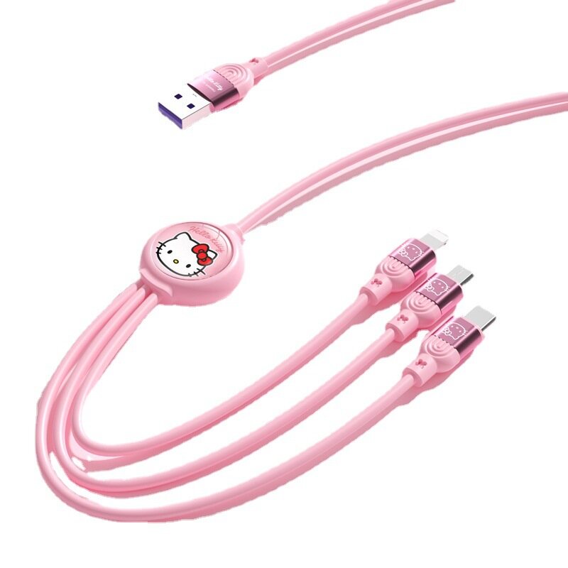 100% Authentic Sanrio Hello Kitty Accessories Melody 3 in 1 Charging Cable Cinnamoroll USB Cable Type C Lightning Cable Micro USB Cable Fast Charging for iOS and Android Smartphone Kuromi AQ1 SJ-726 AQ2