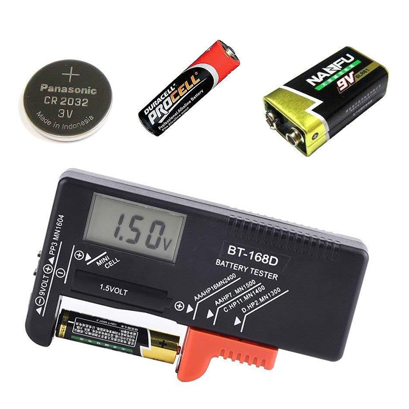 1 cái BT-168D pin kỹ thuật số điện dung công cụ Chẩn đoán Máy thử Pin Màn hình LCD kiểm tra AAA AA Pin đồng xu phổ Tester