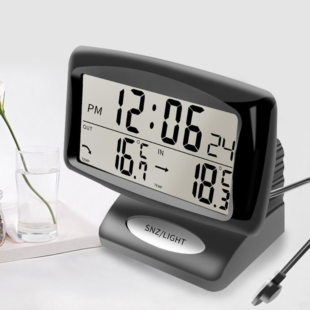 JaneDream Car Thermometer Digital Alarm Clock Auto Temperature Gauge Backlight Electronics Accessories