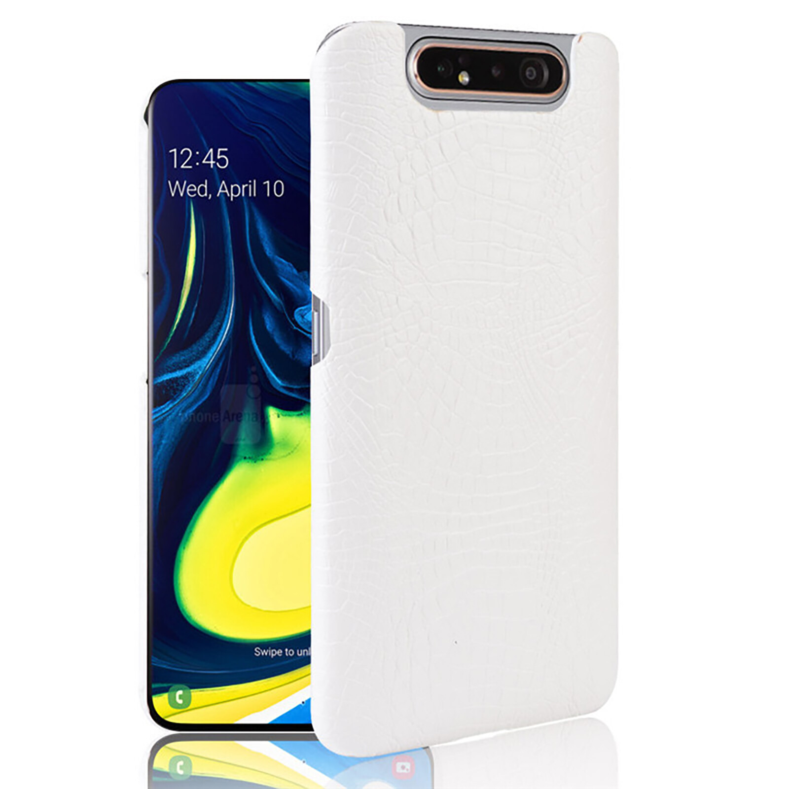 Retro Leather Phone Protective Case Crocodile Pattern Back Cover Solid Color Shell for Samsung Galaxy A80/A90 Phone