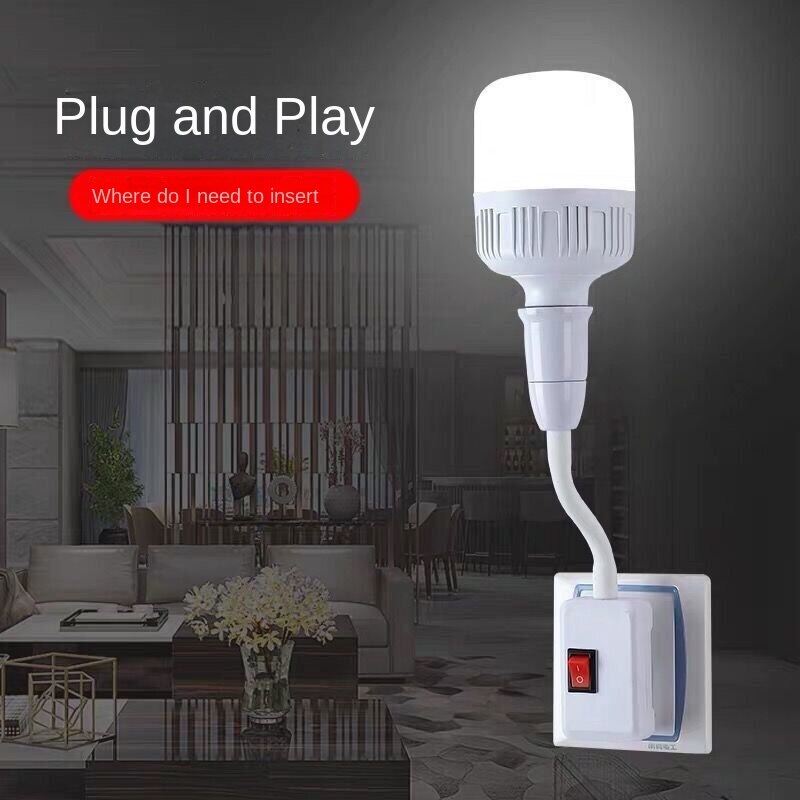 Huazu [Hàng Có Sẵn] Bóng Đèn LED Tiết Kiệm Năng Lượng Đèn Cạnh Giường Đèn Gắn Tường Ổ Cắm Điện Có Công Tắc Đèn Ngủ Chiếu Sáng Siêu Sáng Cho Phòng Ngủ