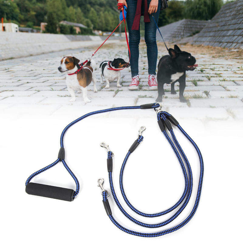 Maalovi 1 Cho 3 Dây Kéo Chó Cưng Bền Bỉ Dây Xích Dẫn Với Tay Cầm Thoải Mái Cung Cấp Màu Xanh Đen 1.0