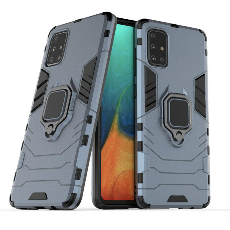For Samsung Galaxy A71 Armor Case With Stand Magnetic Ring Holder Bracket Anti-Fall Soft Edge Shockproof Back Cover Casing