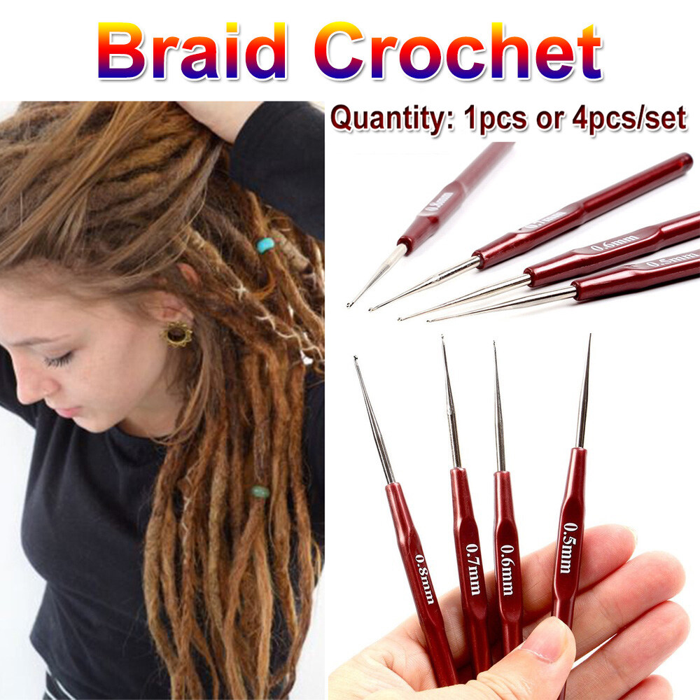 4Pcs Crochet Needle Hook Micro Hooks For Making Braiding Dreadlock Hair Tools