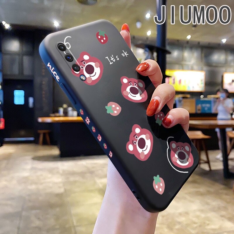 JIUMOO Case For Samsung galaxy A50 A50s A30s A90 5G A70 A70s Case With Cartoon Cute Lotso Bear Side New Design Phone Case Square Edge Pattern Silicone Cases Full Cover Camera Casing Shockproof Protection Original Case