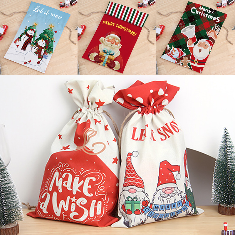 Christmas Purses Wrapping Packaging Cookies Candy Gift Bag Drawstring