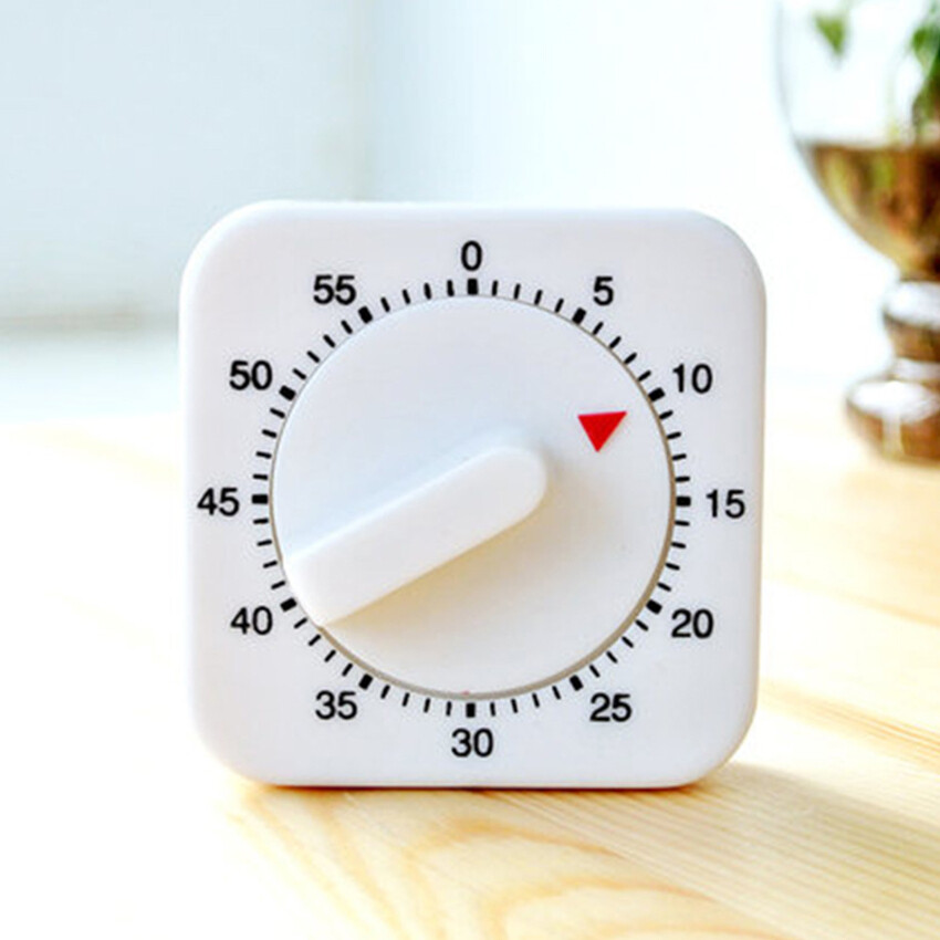 60 Minutes Kitchen Timer Count Down Silent Alarm Reminder White Square Mechanical Timer For Kitchen Classroom Homework Office