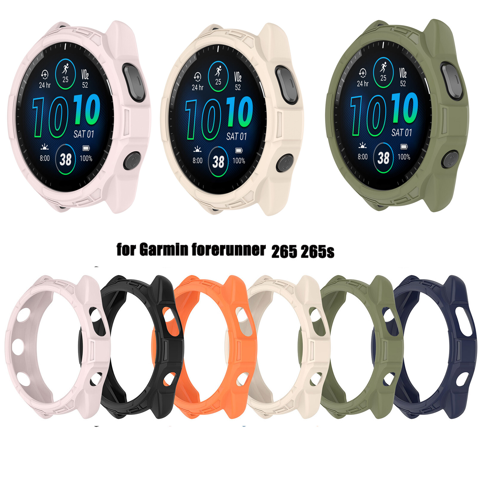 TPU Silicone Bìa trường hợp miếng bảo vệ màn hình cho Garmin Forerunner 265/Garmin Forerunner 265S chống xước vỏ giảm chấn bảo vệ