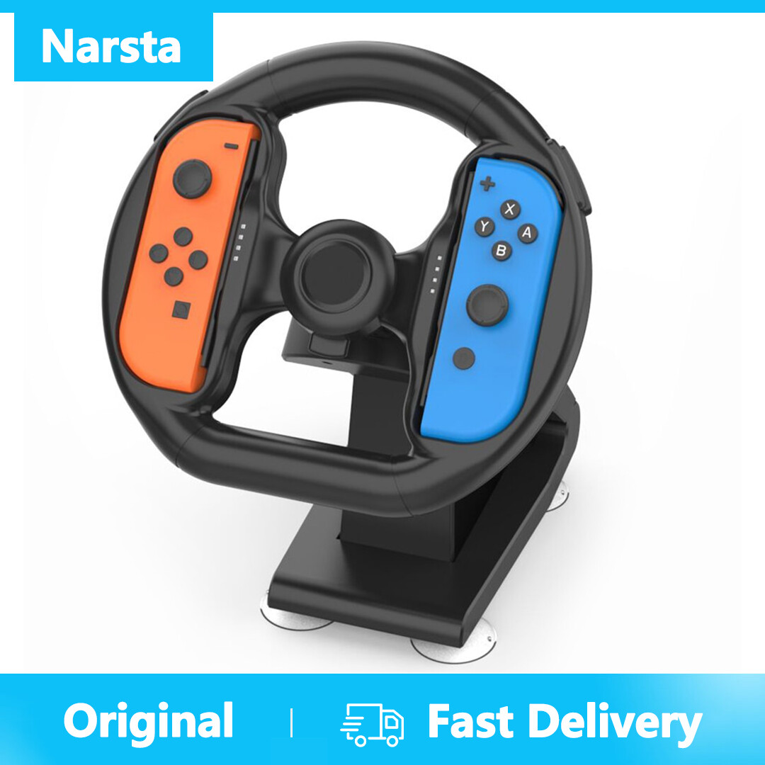 Narsta Controller Attachment with 4 Suction Cups for Nintendo Switch Racing Game NS Accessory Steer Wheel Part for Joy-con Compatible