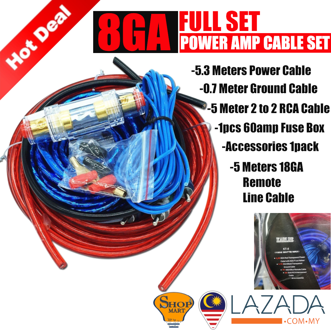 Car Power Amplifier Cable Set 8GA Full Set Power Hot Cable Grounding