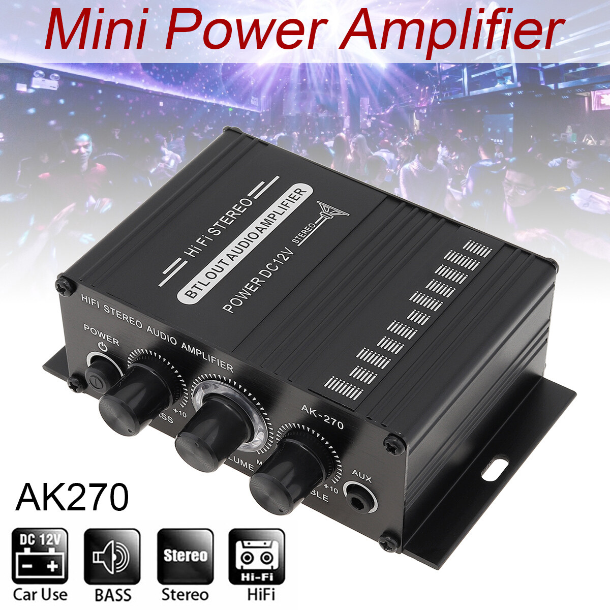 Xe hơi khuếch đại, bộ khuếch đại âm thanh karaoke tại nhà, bộ khuếch đại bluetooth class d 2 kênh đầu vào usb/sd aux