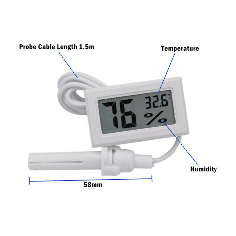 Comforhome Embedded Temperature And Humidity Meter Fy-12 Electronic Hygrometer Digital Temperature And Humidity Meter+Probe+Battery