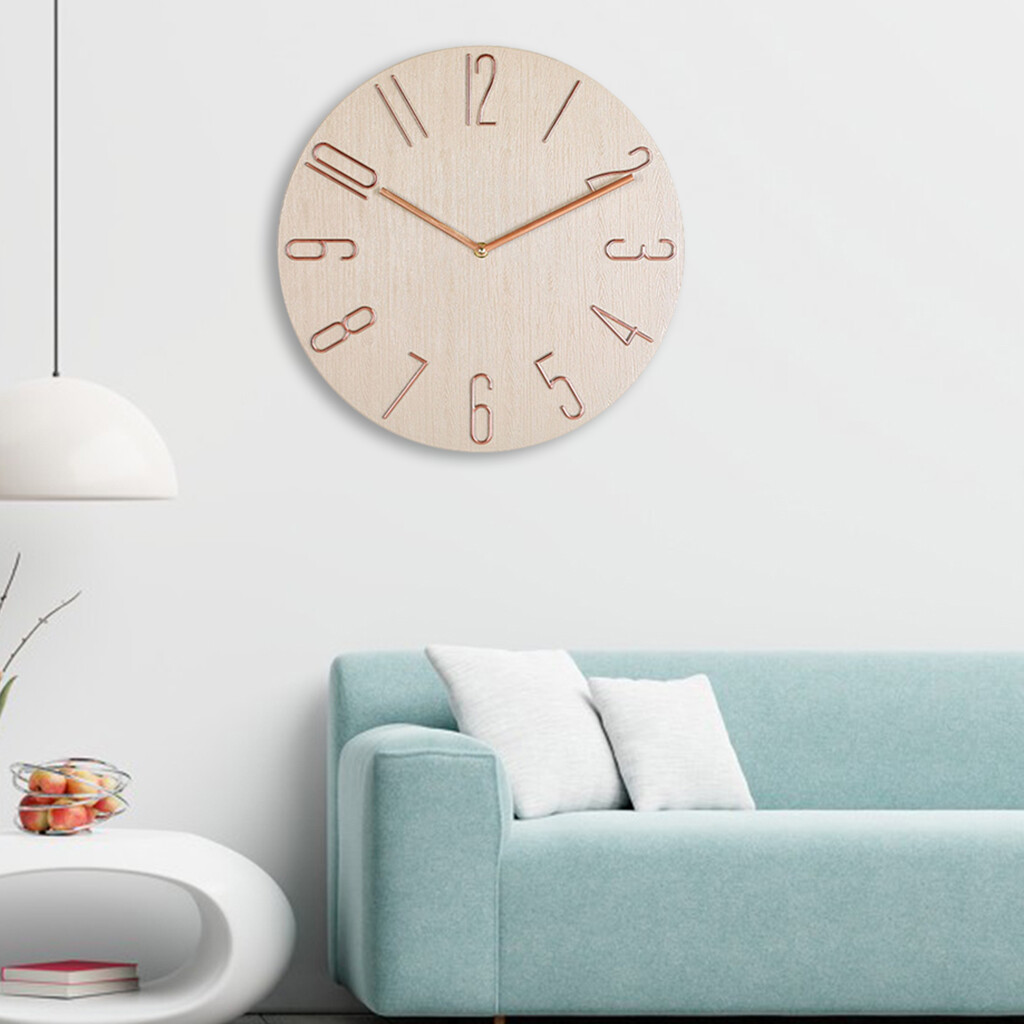 Blesiya 12'' Wall Clock Quartz Round Wall Clock Silent Wall Clock Battery Operated