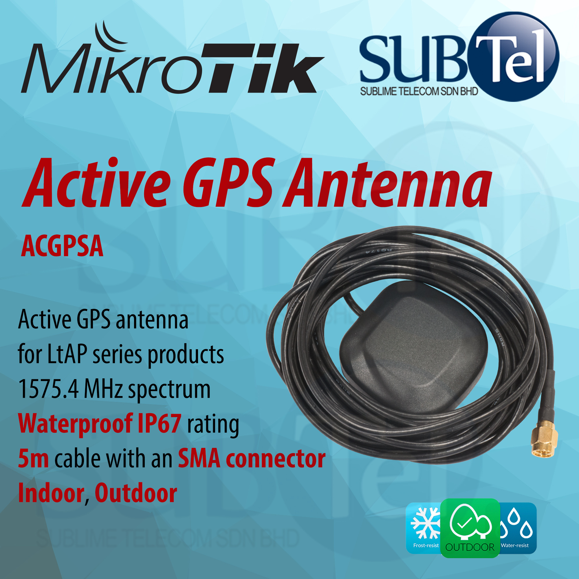 MikroTik ACGPSA Aktive GPS-Antenne – Schwarz, Für Präzise Standortdaten