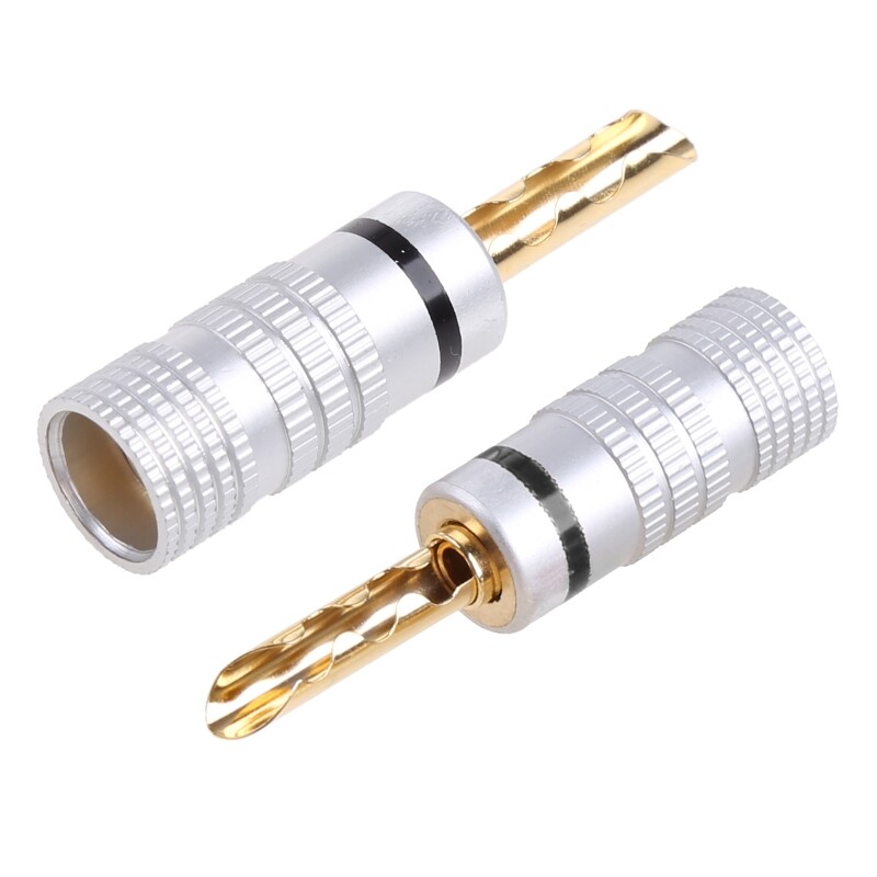 8 Pcs Gold Plated Copper BFA 4mm Banana Plug Adapter Wire Speaker Connectors
