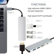 6 trong 1 Loại C HUB USB 3.1 Loại C thành HDMI/Đầu Đọc Thẻ SD/TF/2 Cổng USB 3.0 PD USB C cổng sạc Adapter