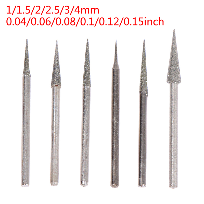 HITN 6Pcs 1-4mm Diamond Grinding Head Needle Bits Burrs Engraving Carving Tool 2.35mm