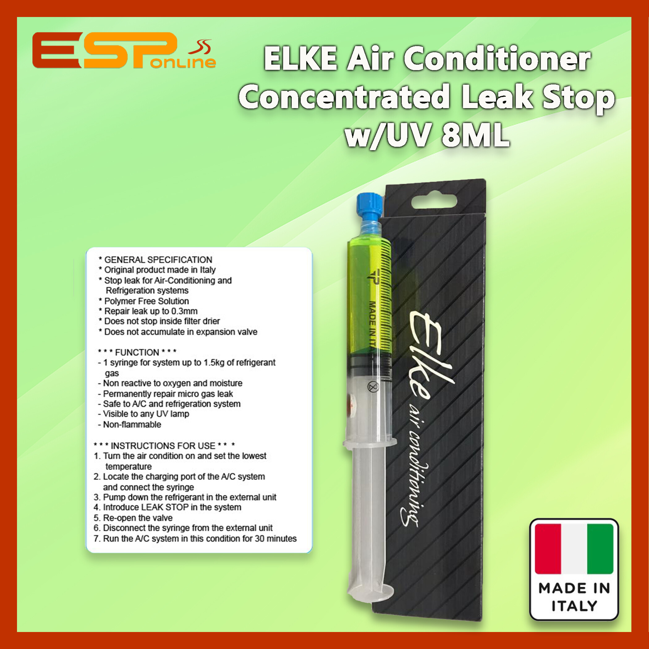 ELKE Concentrated Leak Stop For Air Conditioner With UV Dye 8ML