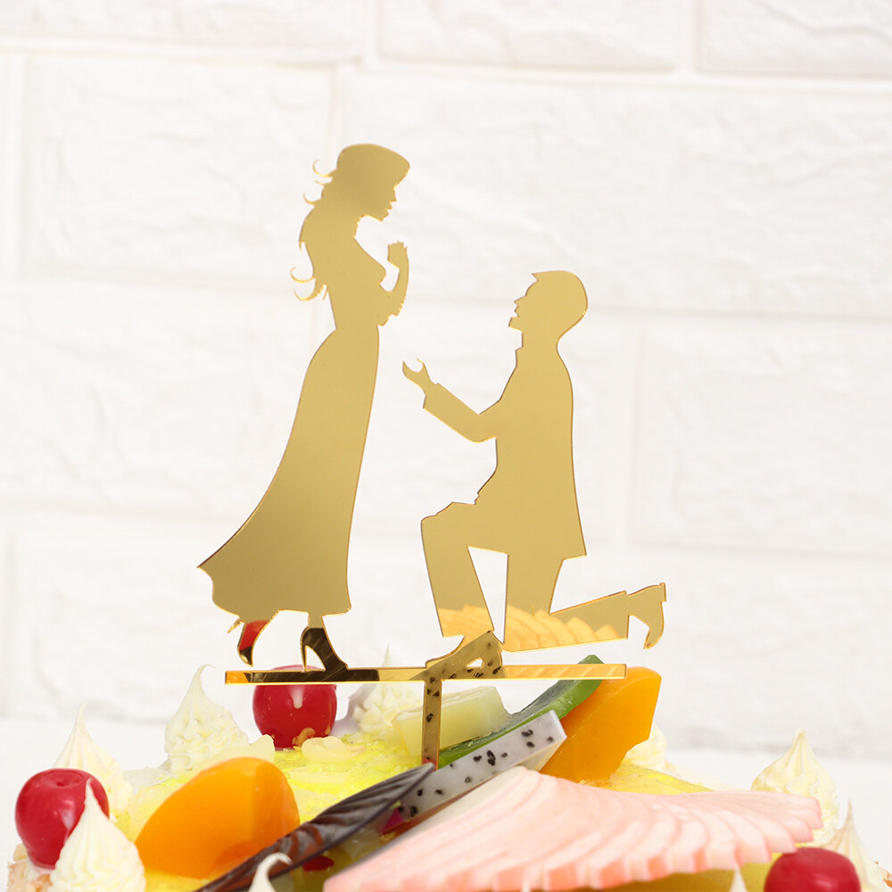 MR & MRS Cake Topper Bride and Groom Gold Black Acrylic Mr&Mrs Mariage Engagement Party Wedding Cake Decorations