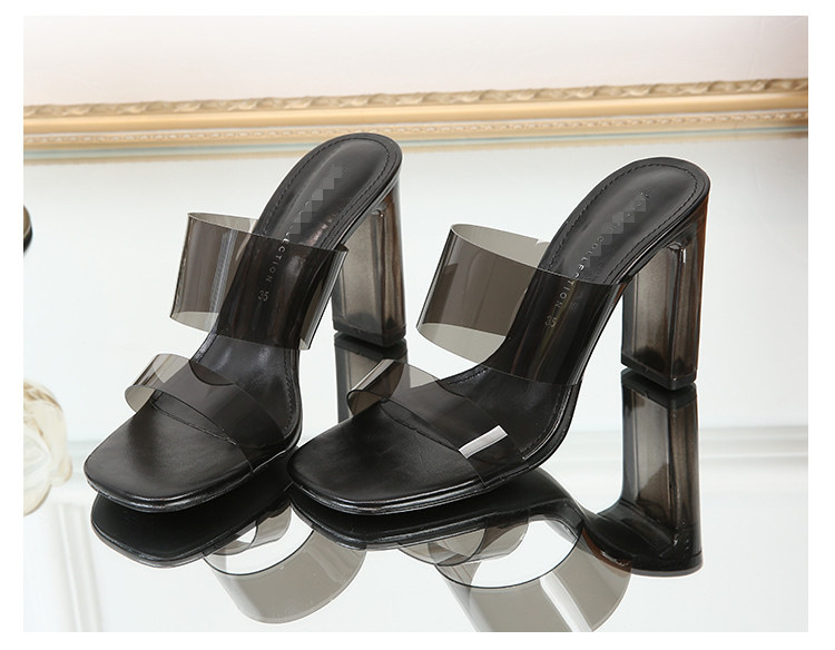Za Women's Shoes Original Single Internet Hot Same Style Transparent Ankle-Strap Crystal Heel High Heel Sandals Women