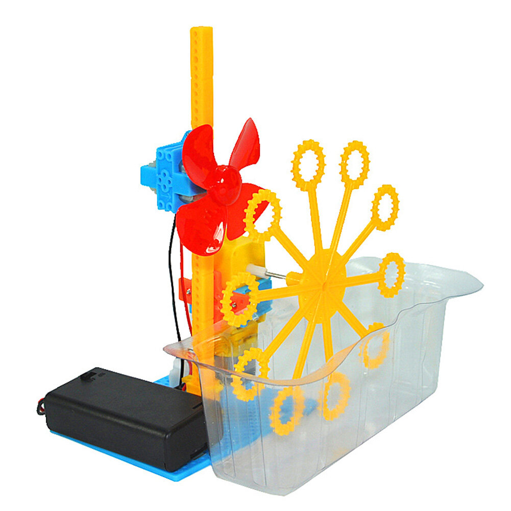 DIY Assembly Electric Bubble Machine Model Science Experiment Kit Education Toy